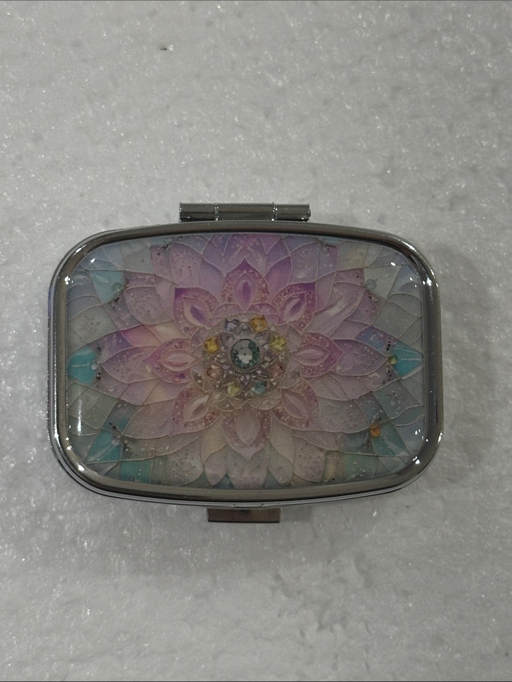 Decorative Floral Pill Box - Pastel Pink & Blue
